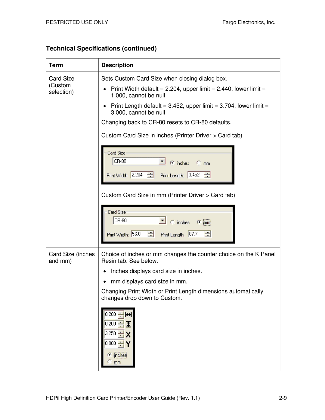 FARGO electronic HDPii manual Technical Specifications 