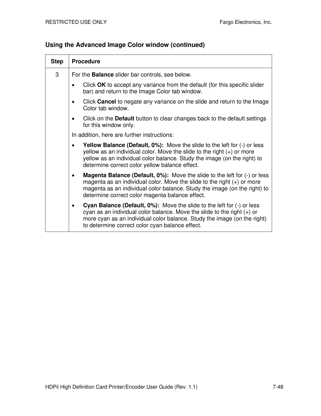 FARGO electronic HDPii manual Using the Advanced Image Color window 