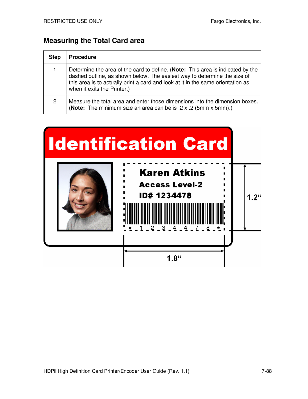 FARGO electronic HDPii manual Measuring the Total Card area 