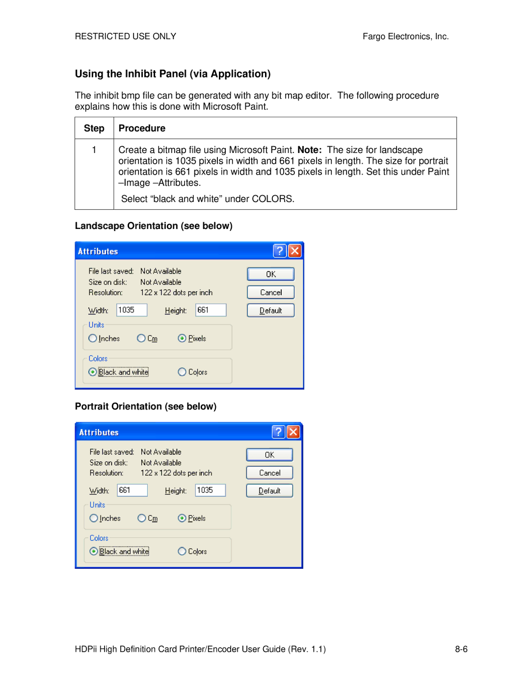 FARGO electronic HDPii manual Using the Inhibit Panel via Application, Step Procedure 