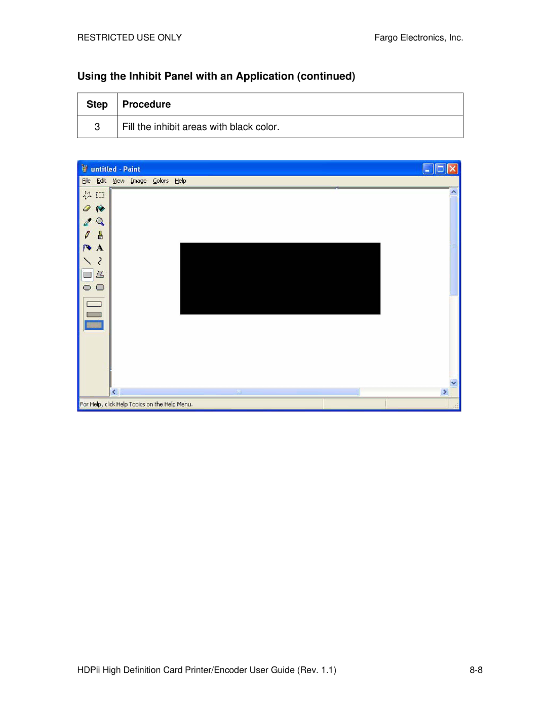 FARGO electronic HDPii manual Fill the inhibit areas with black color 