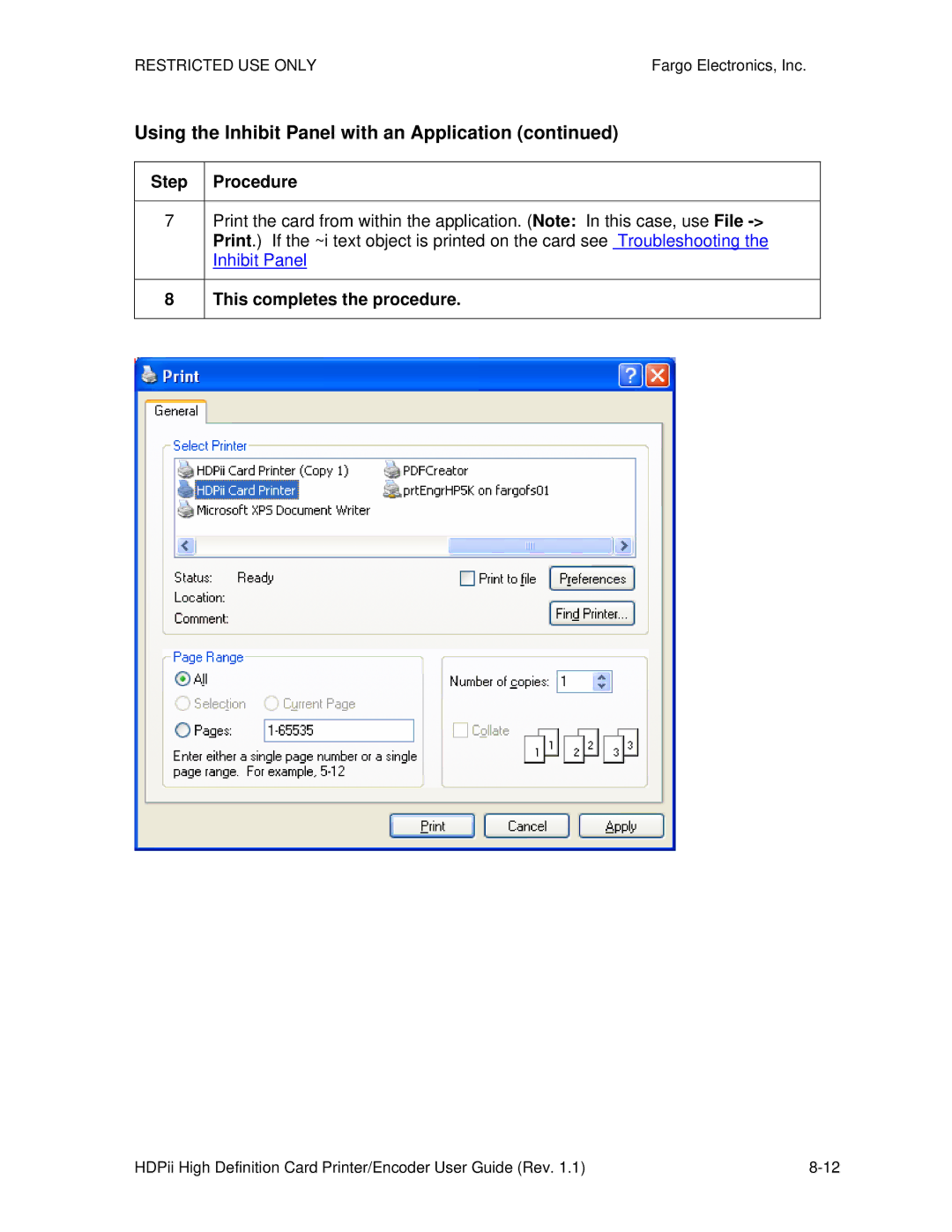 FARGO electronic HDPii manual This completes the procedure 