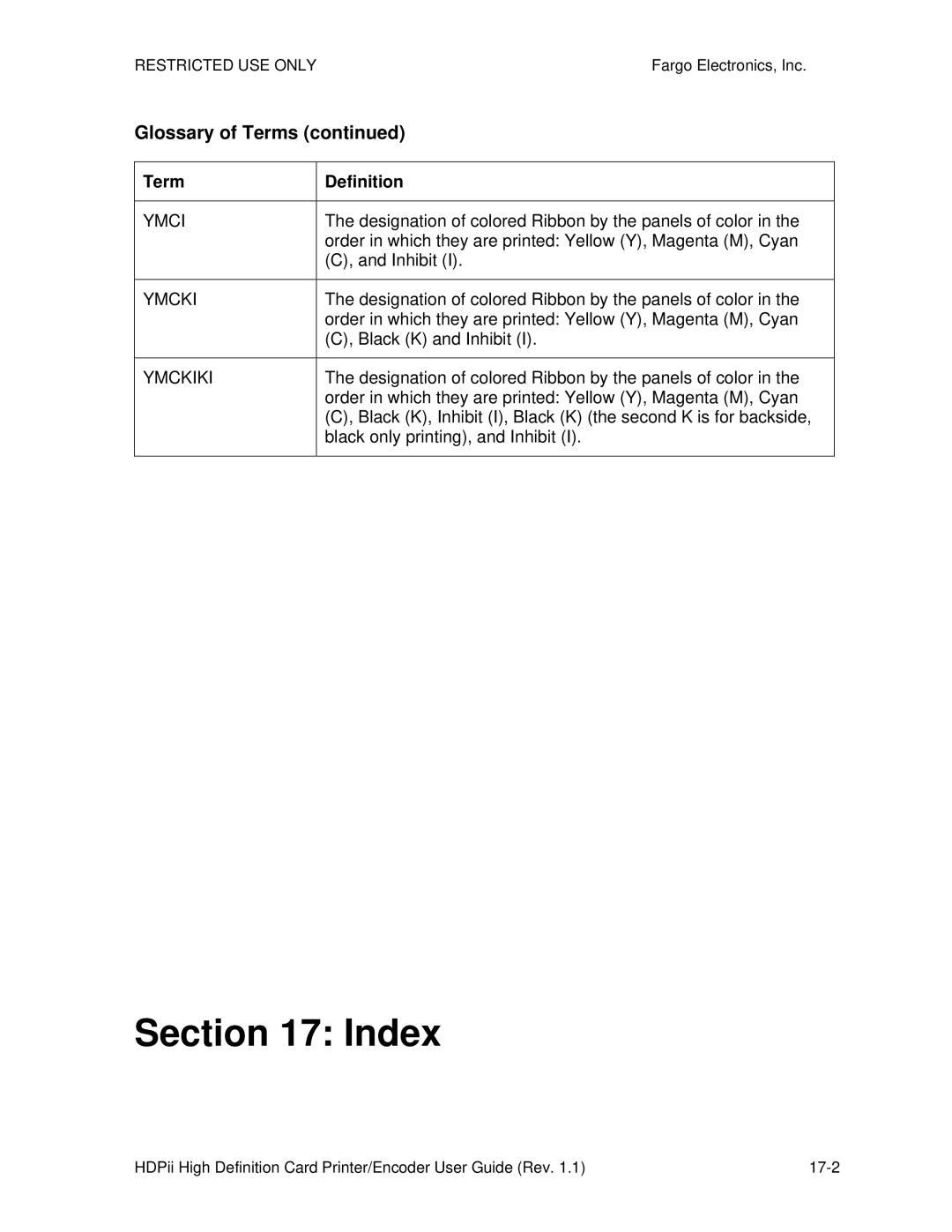 FARGO electronic HDPii manual Ymci, Ymckiki 