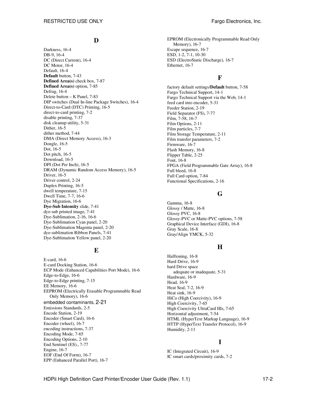 FARGO electronic HDPii manual Embedded contaminants 