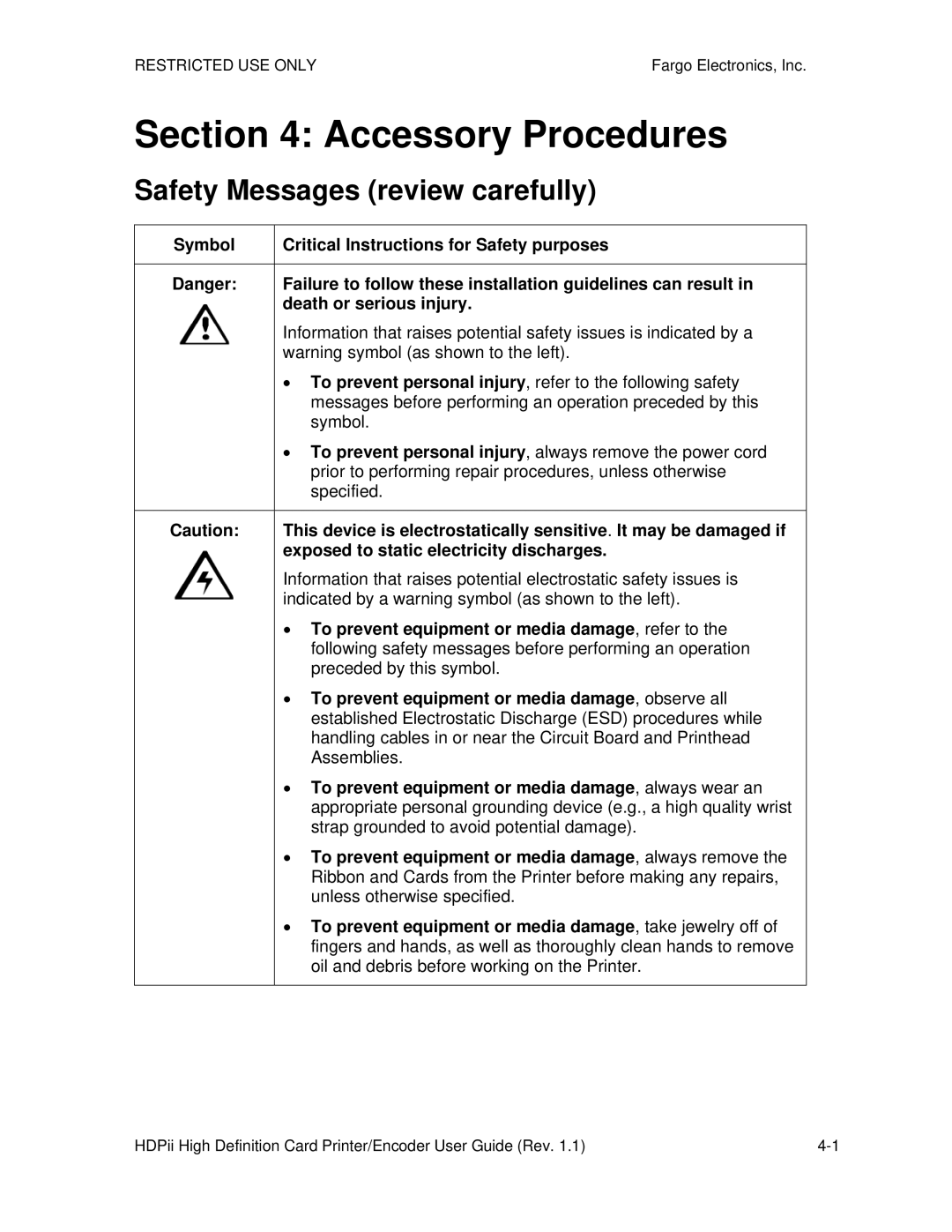 FARGO electronic HDPii manual To prevent equipment or media damage, refer to 