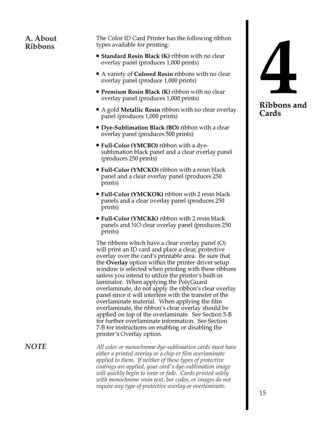 FARGO electronic II manual Ribbons and Cards, About Ribbons 