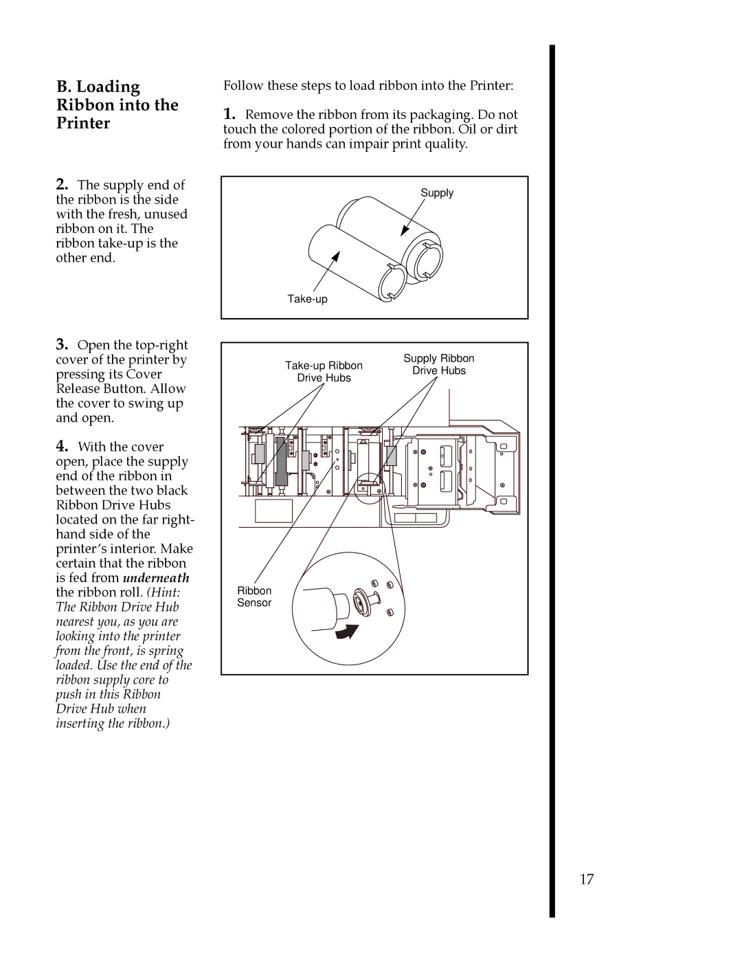 FARGO electronic II manual Loading Ribbon into the Printer 