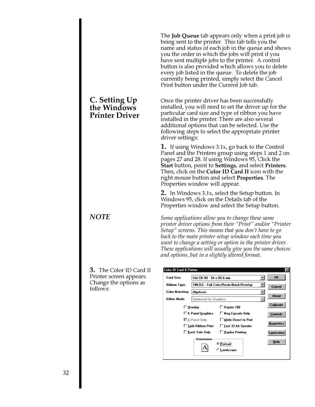 FARGO electronic II manual Setting Up Windows Printer Driver 