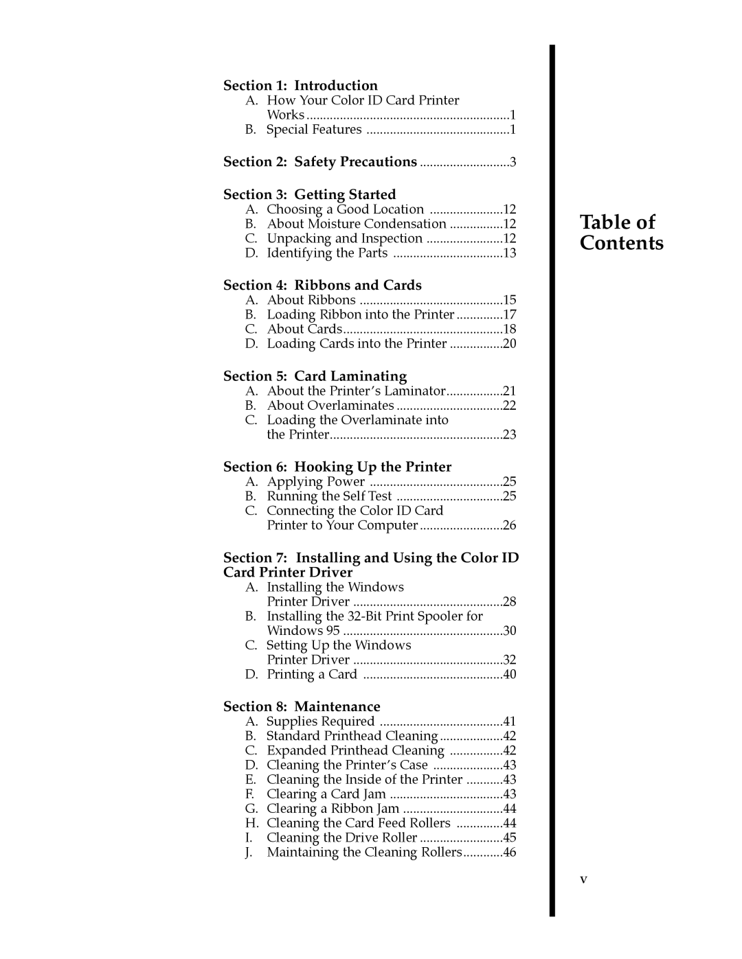 FARGO electronic II manual Table of Contents 