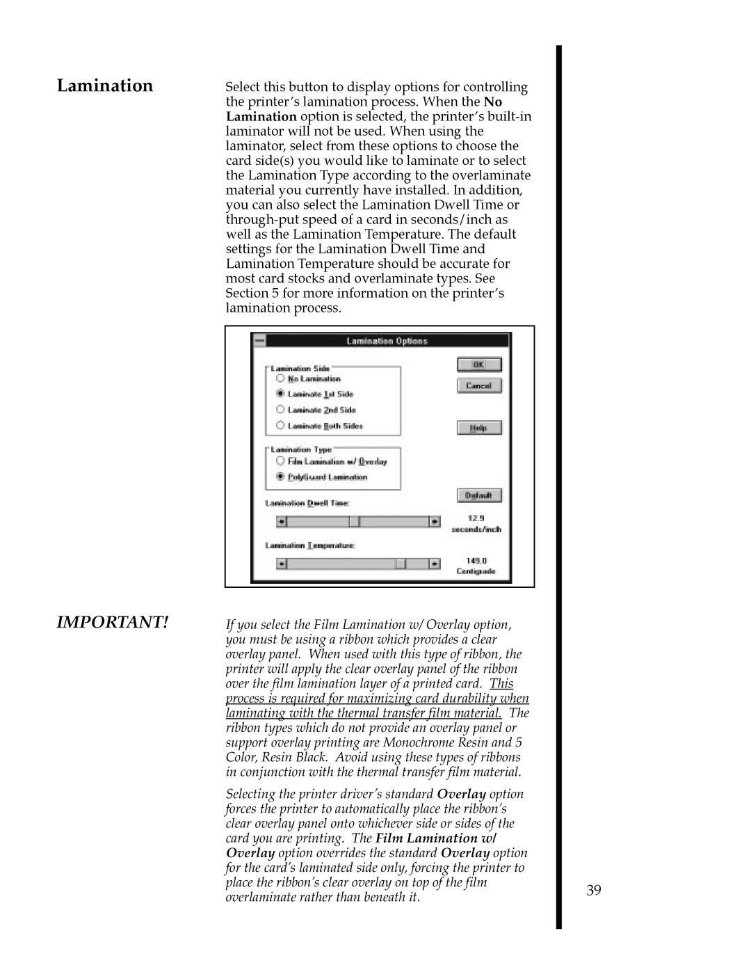 FARGO electronic II manual Lamination 