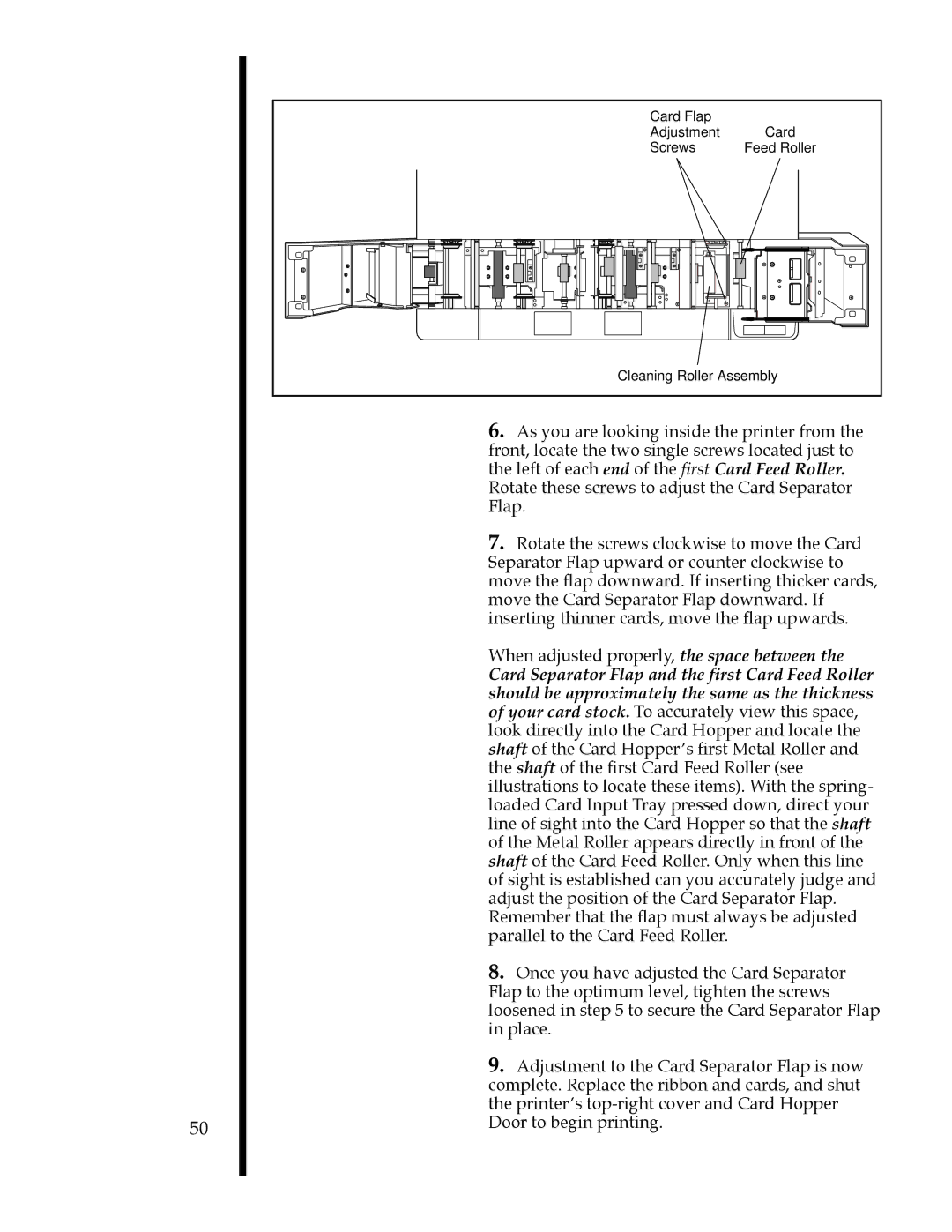 FARGO electronic II manual Card Flap Adjustment 