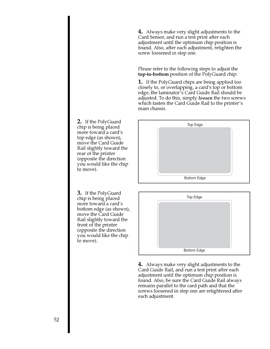 FARGO electronic II manual Top Edge Bottom Edge 