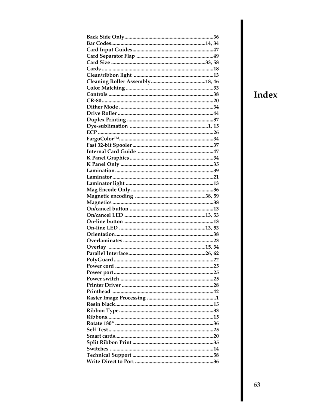 FARGO electronic II manual Index 