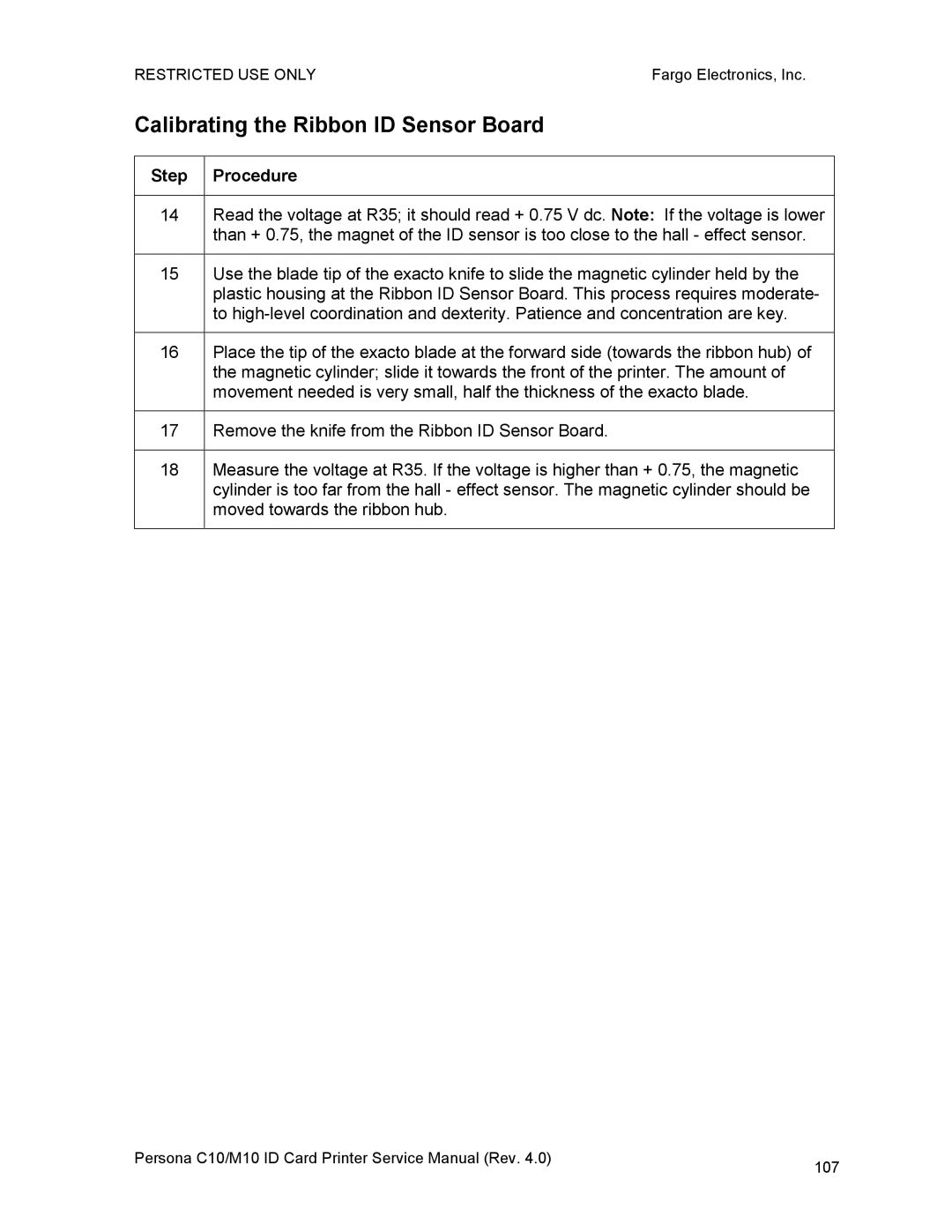 FARGO electronic C10, M10 service manual Step 