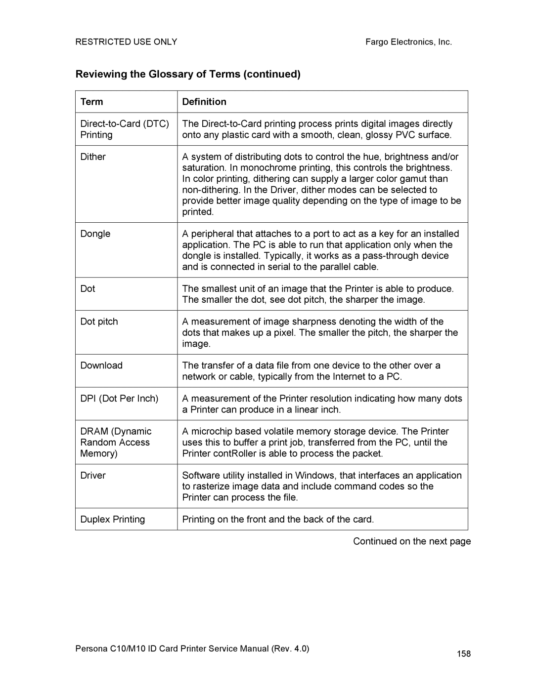 FARGO electronic M10, C10 service manual 158 