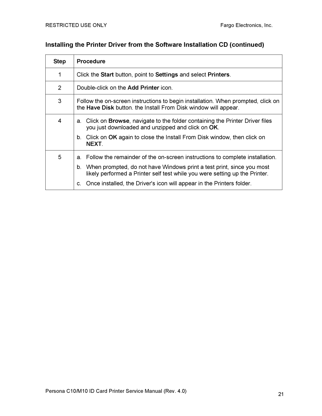 FARGO electronic C10, M10 service manual Next 