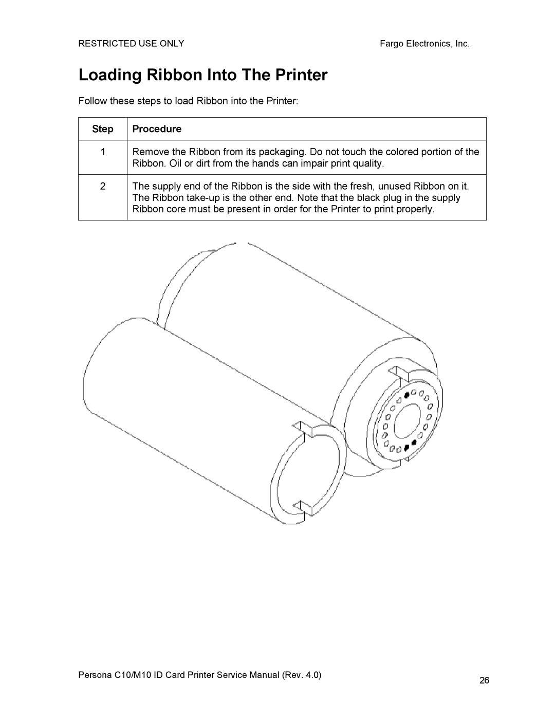 FARGO electronic M10, C10 service manual Loading Ribbon Into The Printer 