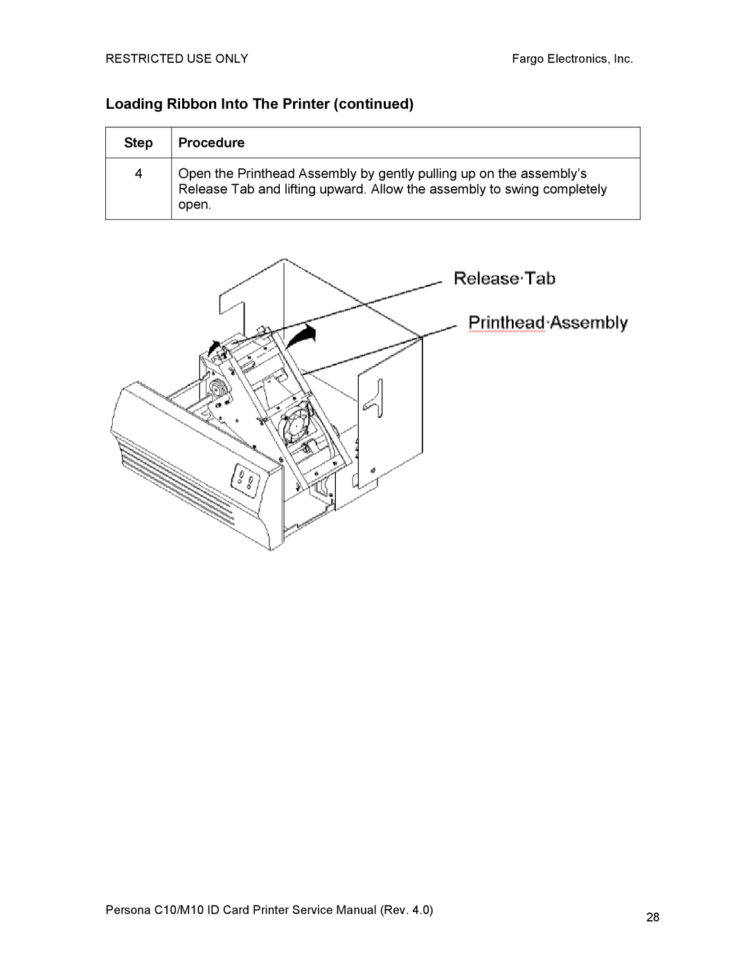 FARGO electronic M10, C10 service manual Loading Ribbon Into The Printer 