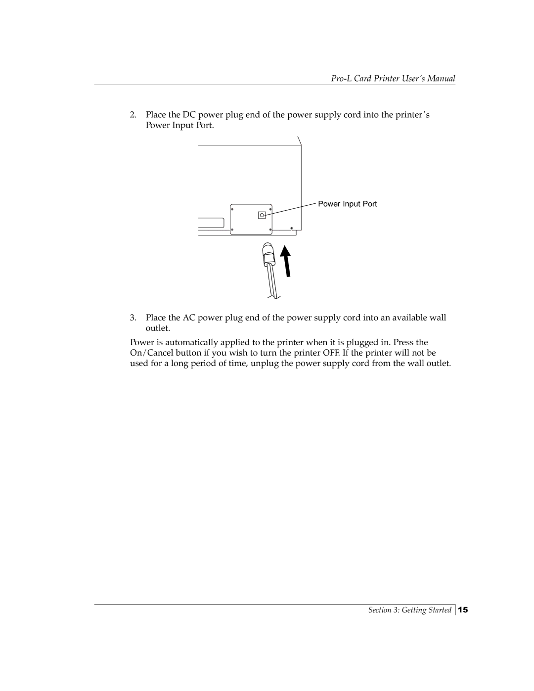 FARGO electronic Pro-L manual Power Input Port 