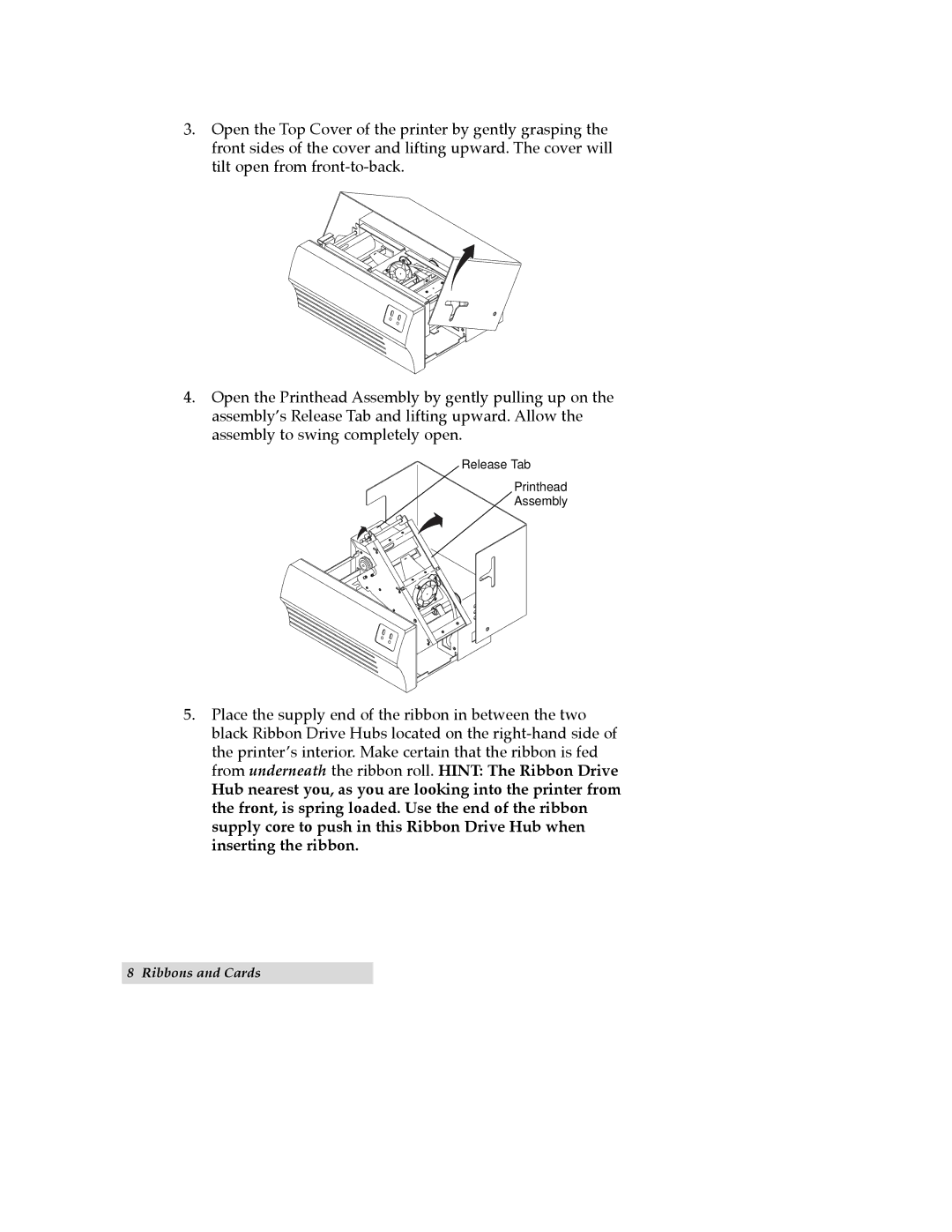 FARGO electronic Quatro ID Card Printer manual Release Tab Printhead Assembly 