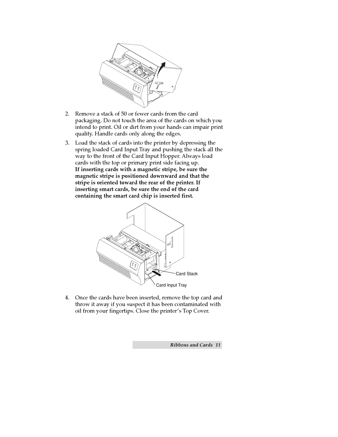 FARGO electronic Quatro ID Card Printer manual Card Stack Card Input Tray 