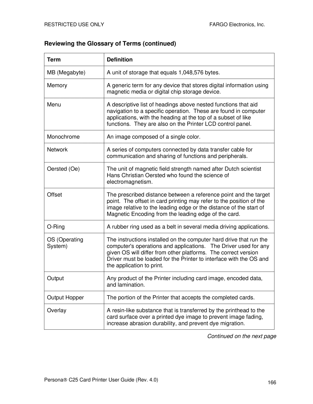 FARGO electronic S000256 manual Persona→ C25 Card Printer User Guide Rev 166 