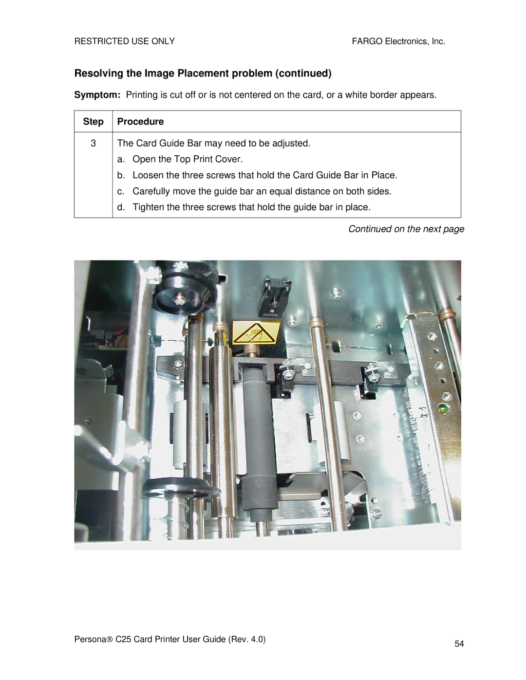 FARGO electronic S000256 manual Resolving the Image Placement problem 