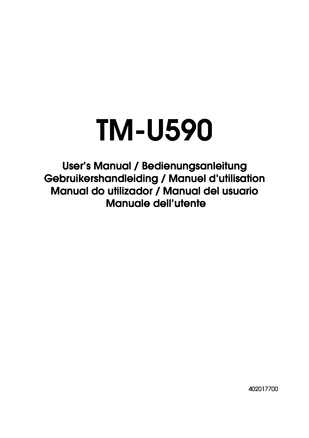 FARGO electronic TM-U590 user manual User’s Manual / Bedienungsanleitung, 402017700 