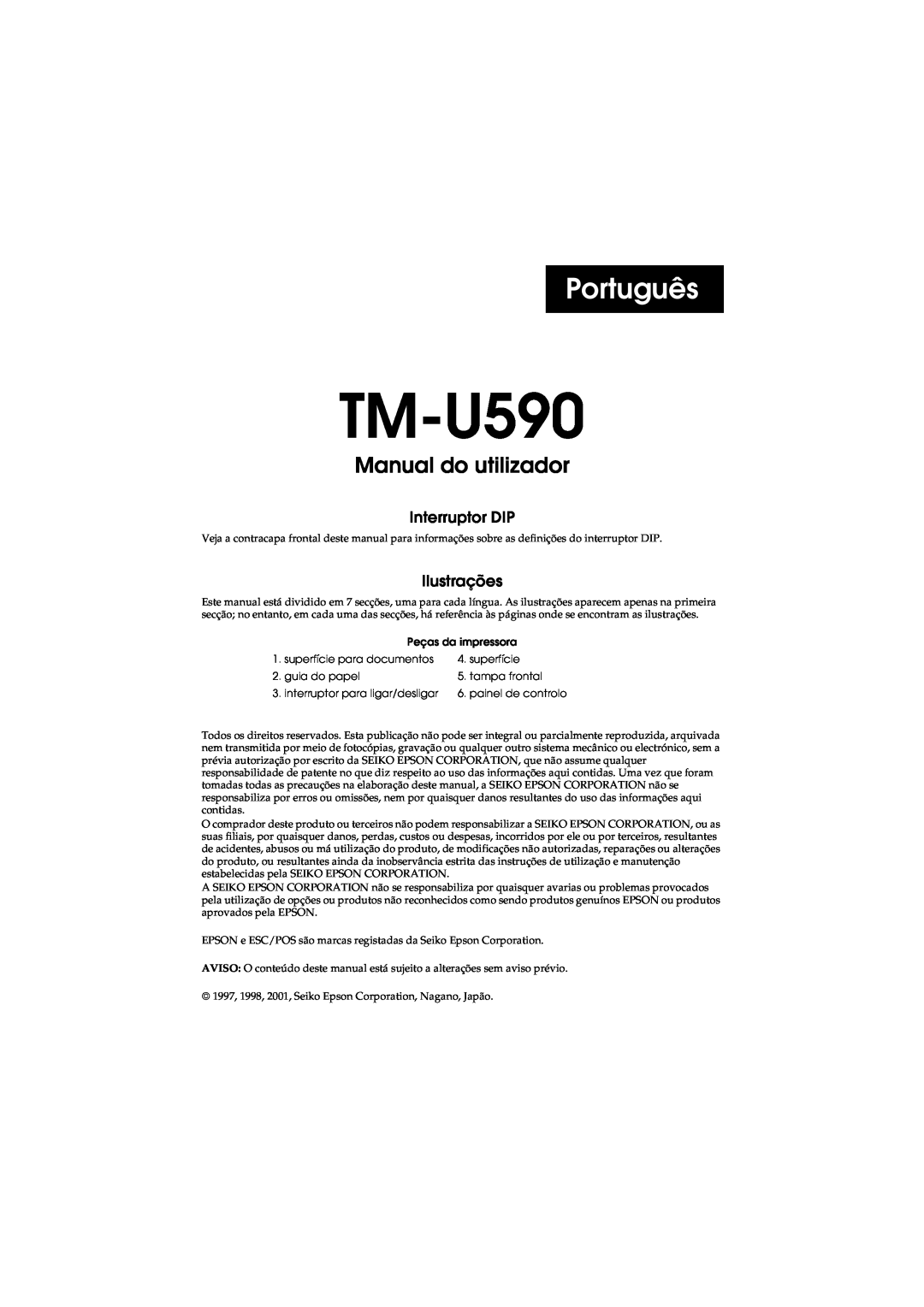 FARGO electronic user manual Português, TM-U590 Manual do utilizador, Interruptor DIP, Ilustrações 