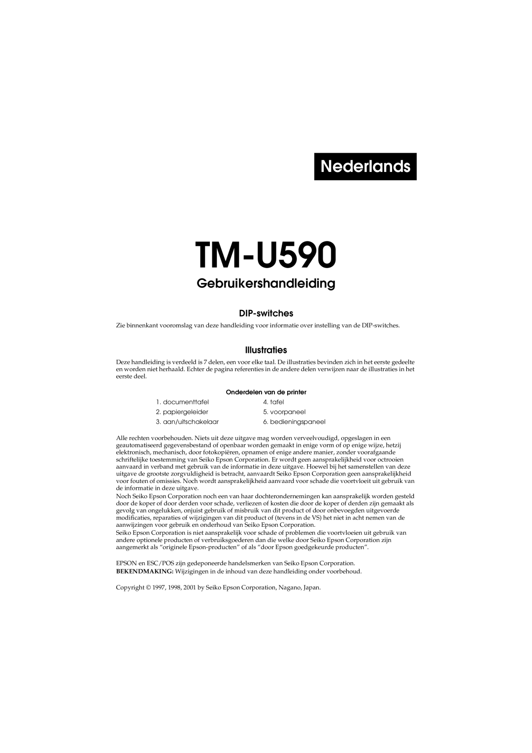 FARGO electronic TM-U590 user manual Nederlands 