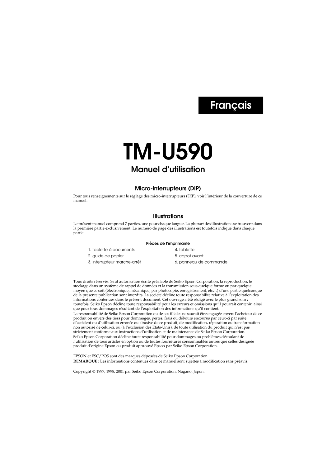 FARGO electronic TM-U590 user manual Français 