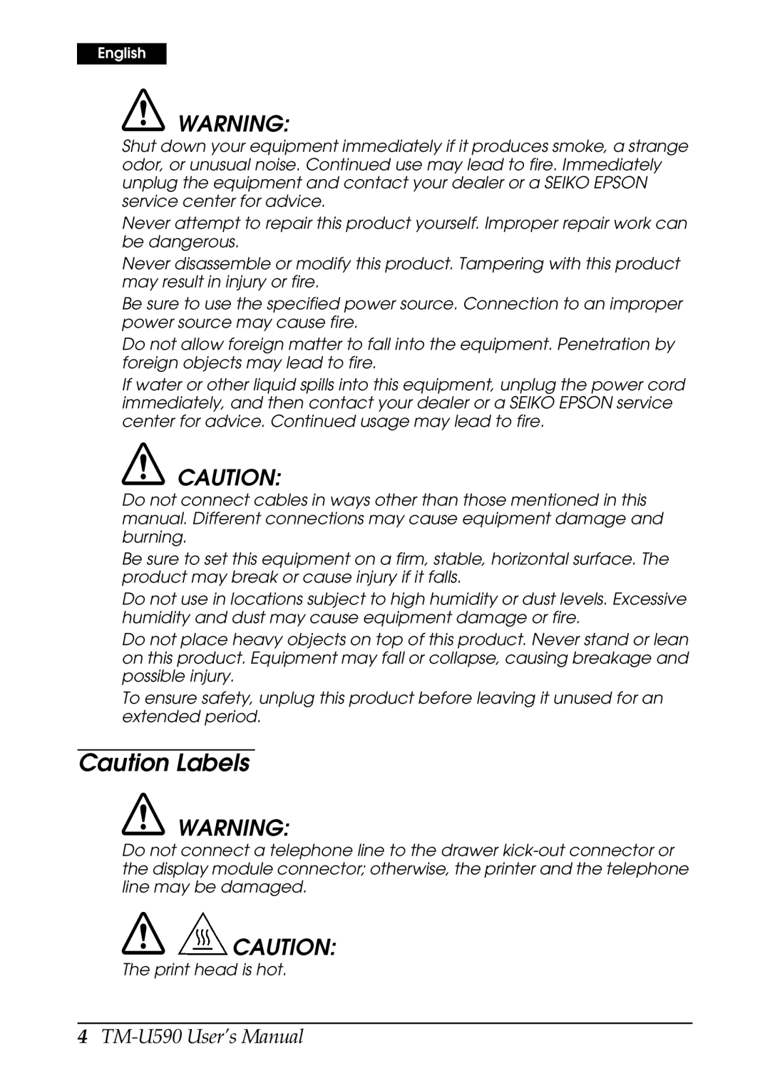 FARGO electronic user manual TM-U590 User’s Manual 