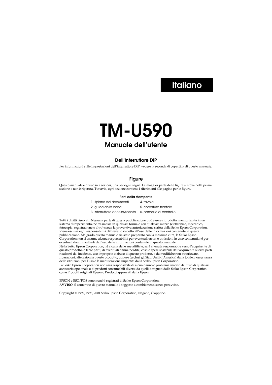 FARGO electronic TM-U590 user manual Italiano 