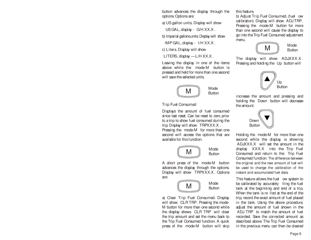 Faria Instruments FICHT Engines, 2141 owner manual Trip Fuel Consumed 