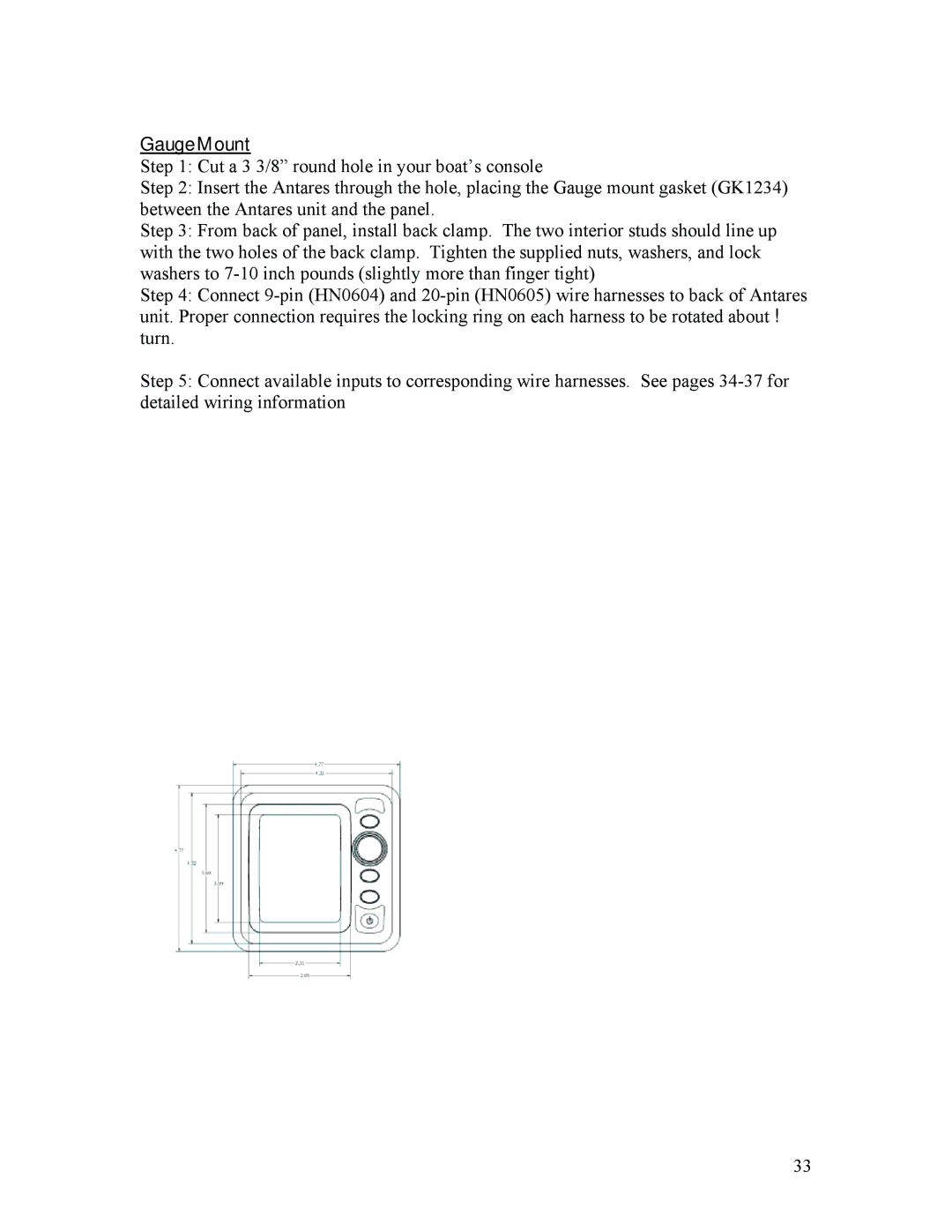 Faria Instruments IS0250a owner manual Gauge Mount 