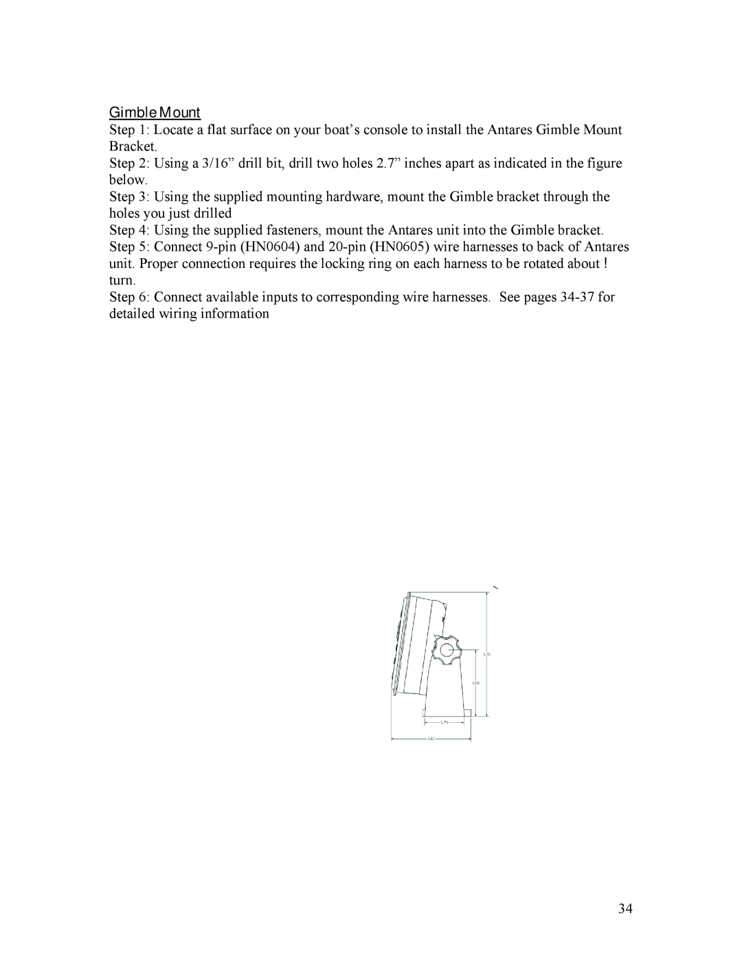 Faria Instruments IS0250a owner manual Gimble Mount 