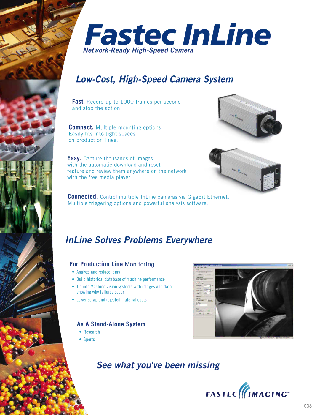 Fastec Imaging manual Fastec InLine, Low-Cost, High-Speed Camera System, InLine Solves Problems Everywhere 