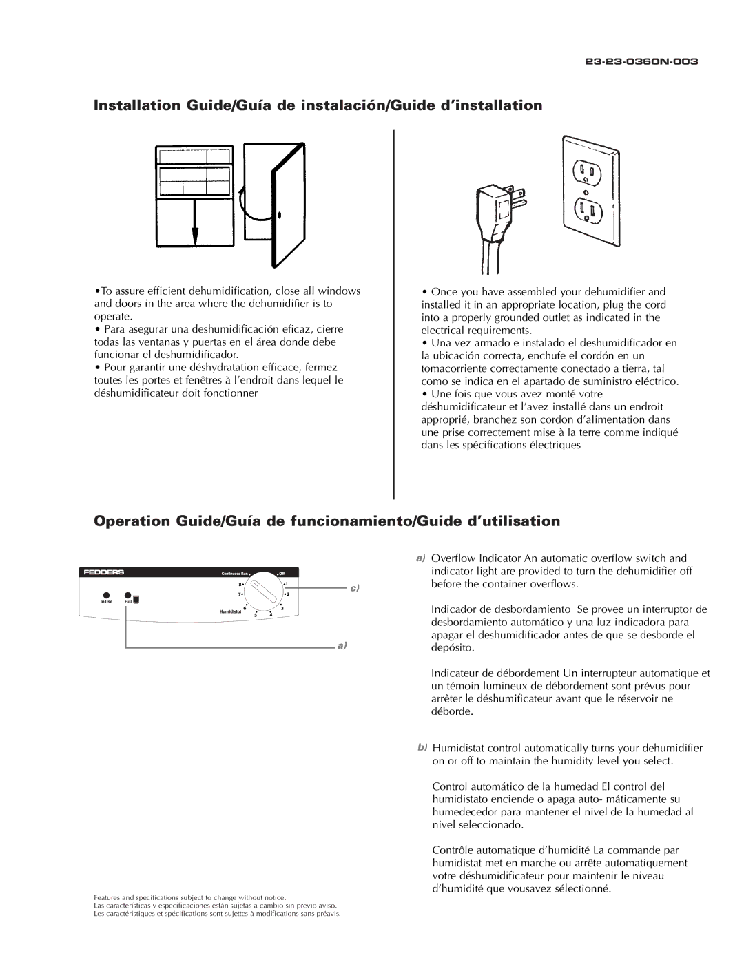 Fedders A3DH30B2A important safety instructions Installation Guide/Guía de instalación/Guide d’installation 