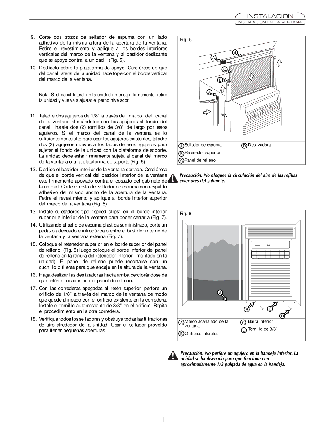 Fedders A6V05S2B important safety instructions Instalacion 