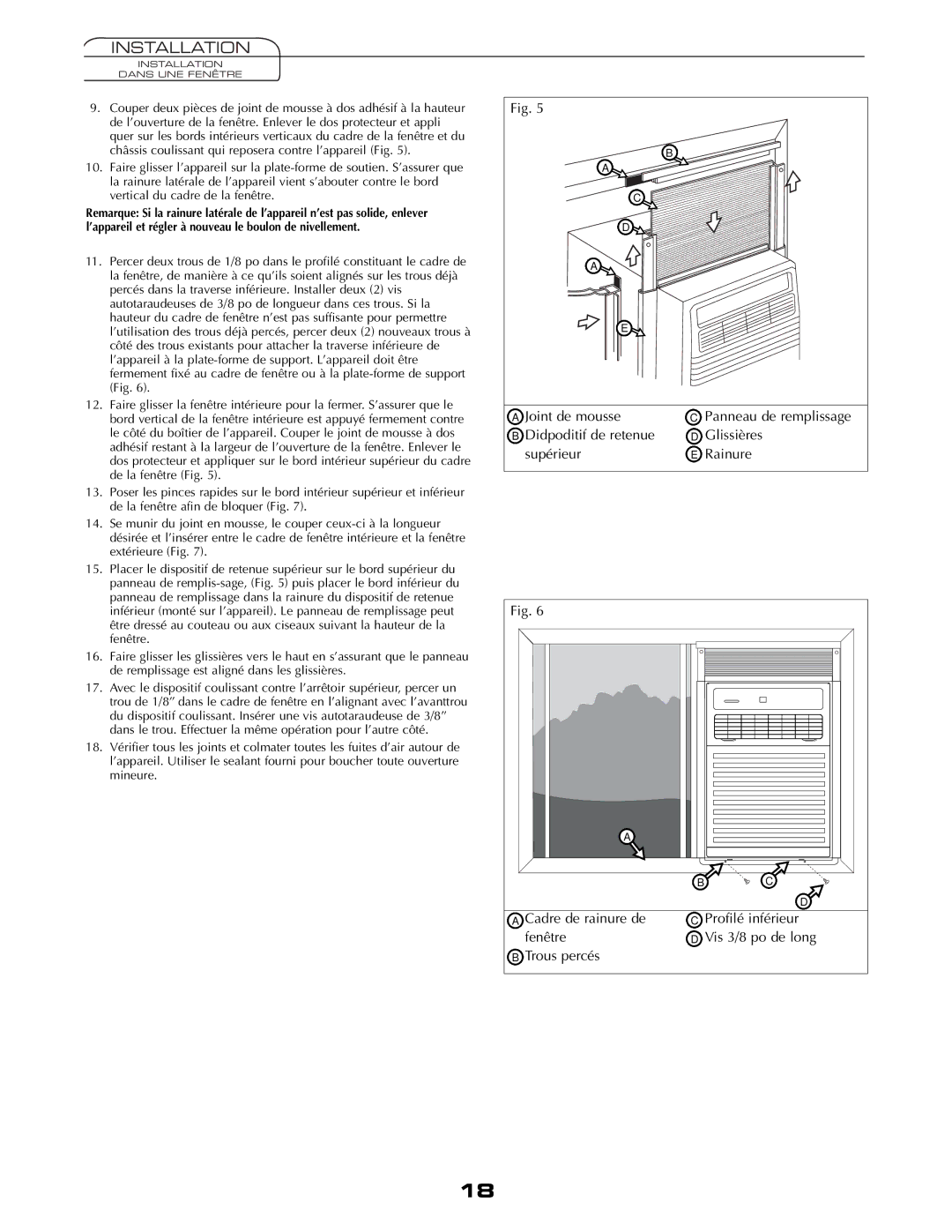 Fedders A6V05S2B important safety instructions Joint de mousse 