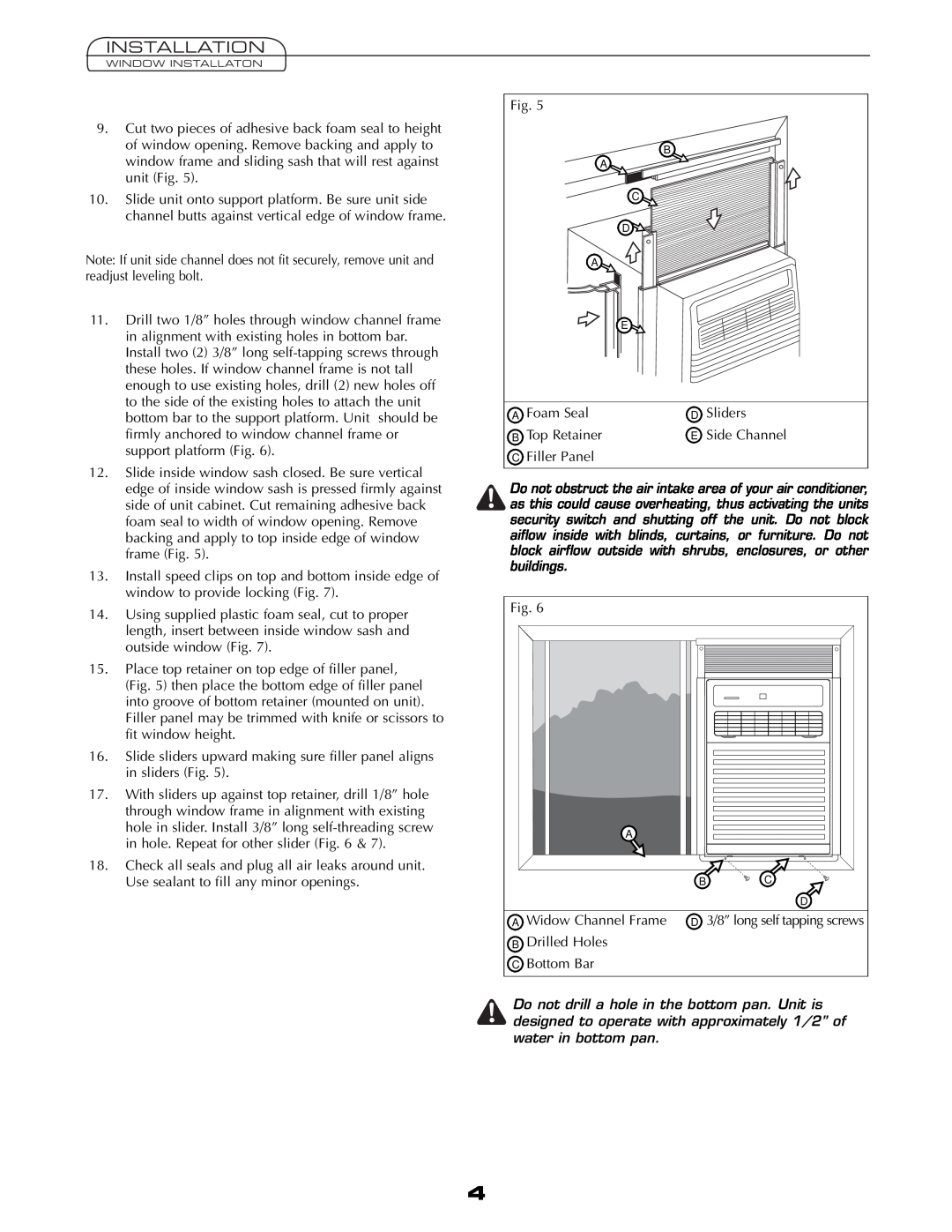 Fedders A6V05S2B important safety instructions Installation 