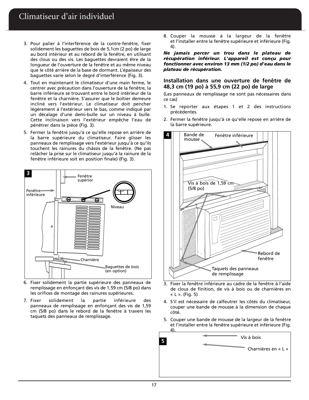 Fedders A6X05F2D important safety instructions Climatiseur d’air individuel 