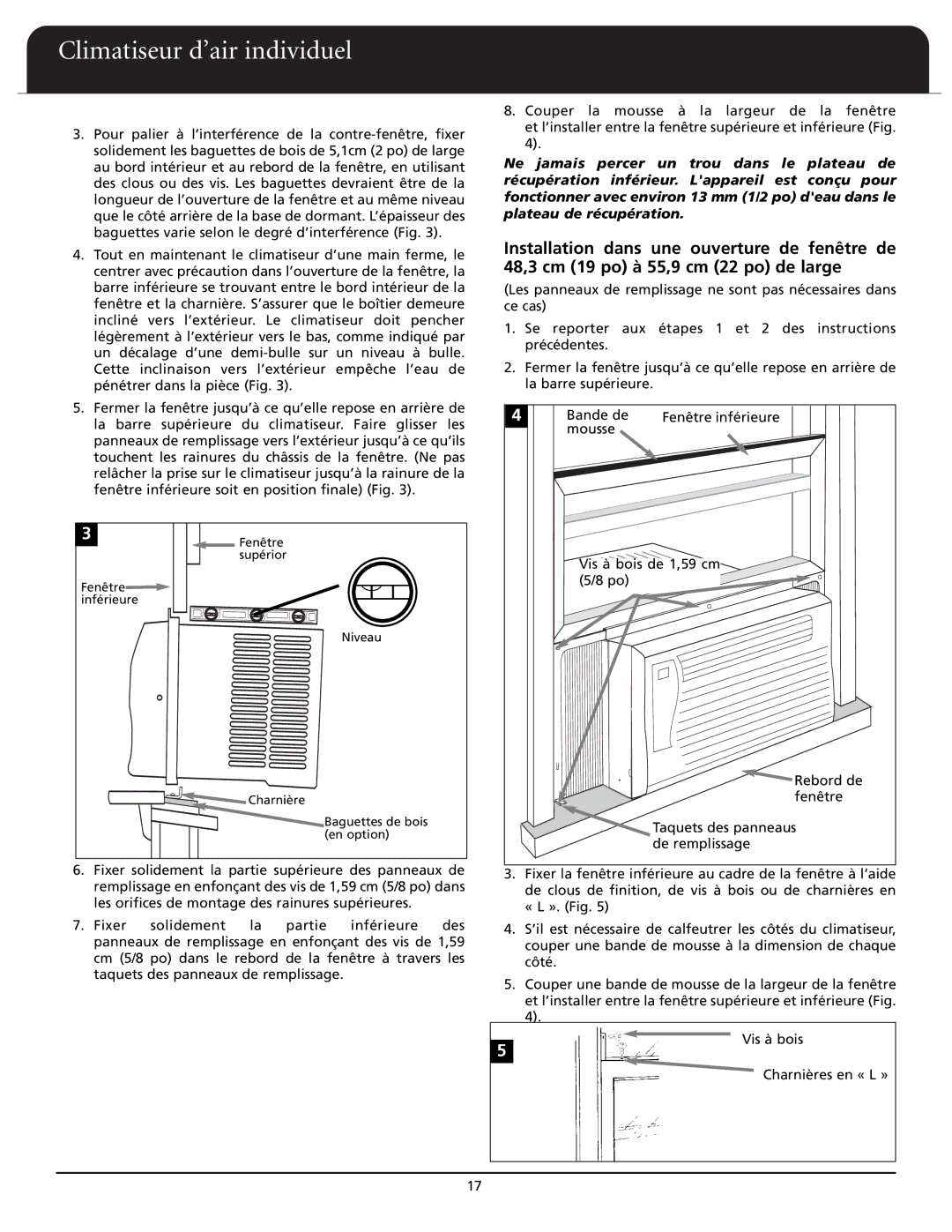 Fedders A6X05F2G important safety instructions Climatiseur d’air individuel 