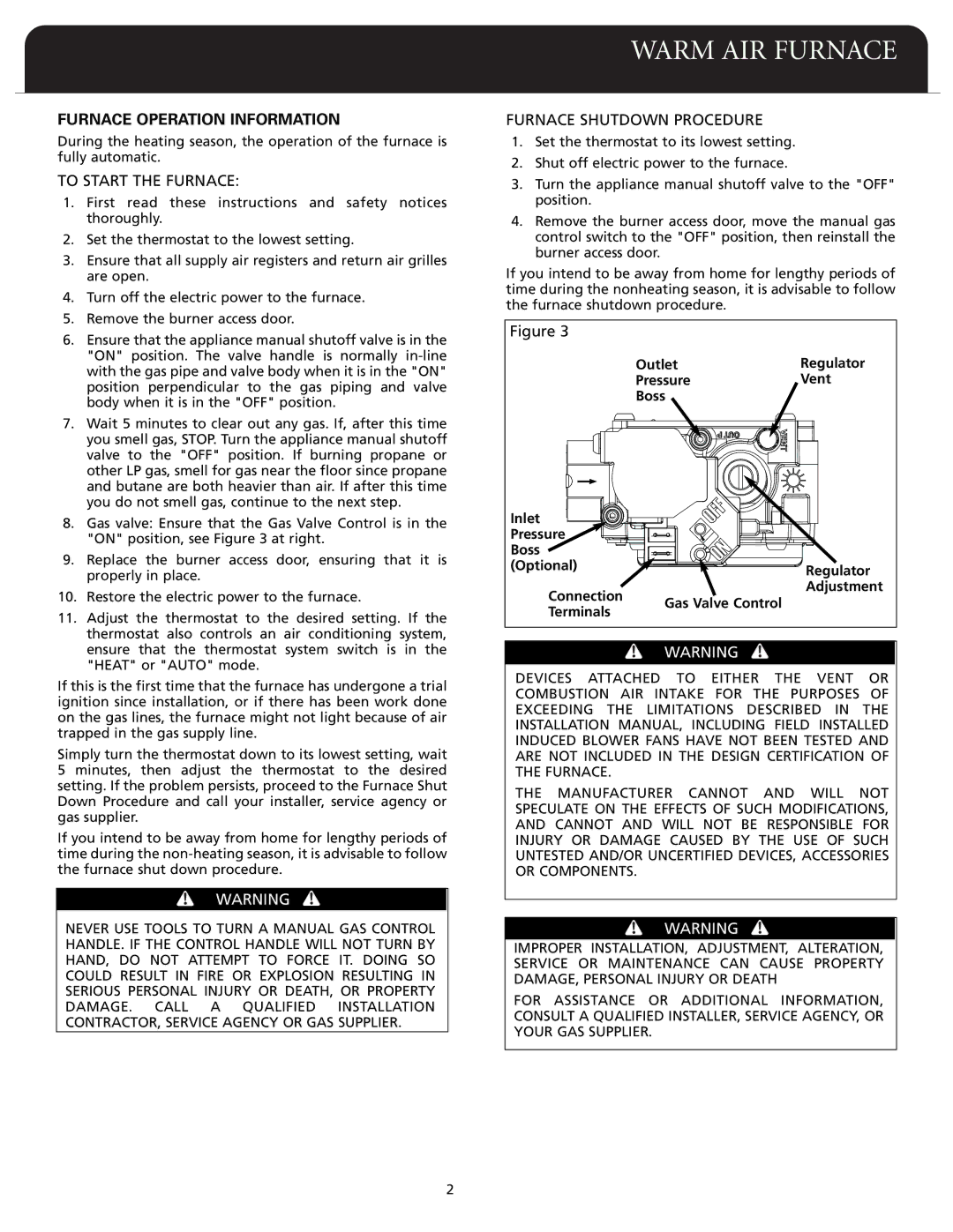 Fedders F80A dimensions Furnace Operation Information 