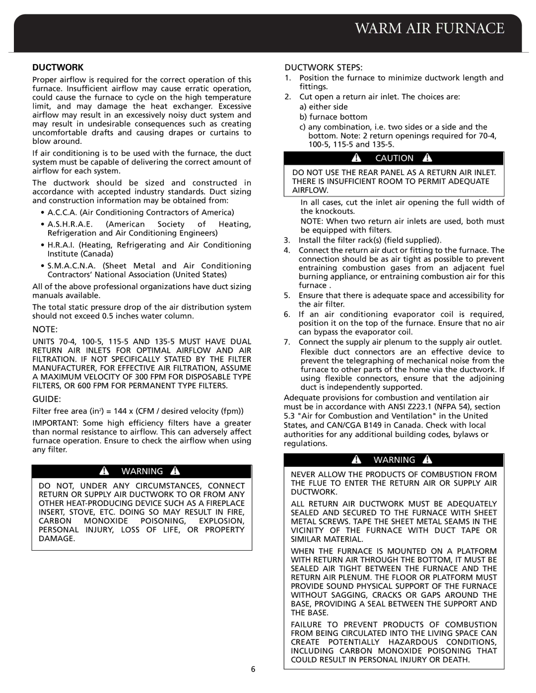 Fedders F80A dimensions Guide, Ductwork Steps 