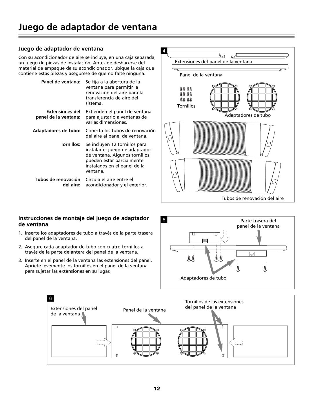 Fedders Portable Dehumidifier Juego de adaptador de ventana, Instrucciones de montaje del juego de adaptador de ventana 