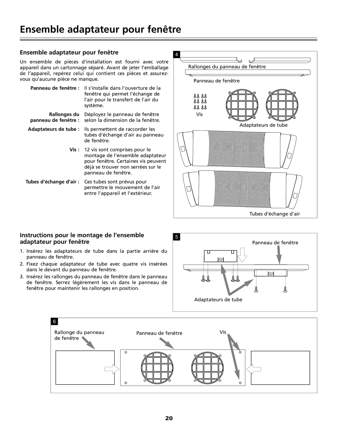 Fedders Portable Dehumidifier important safety instructions Ensemble adaptateur pour fenêtre 