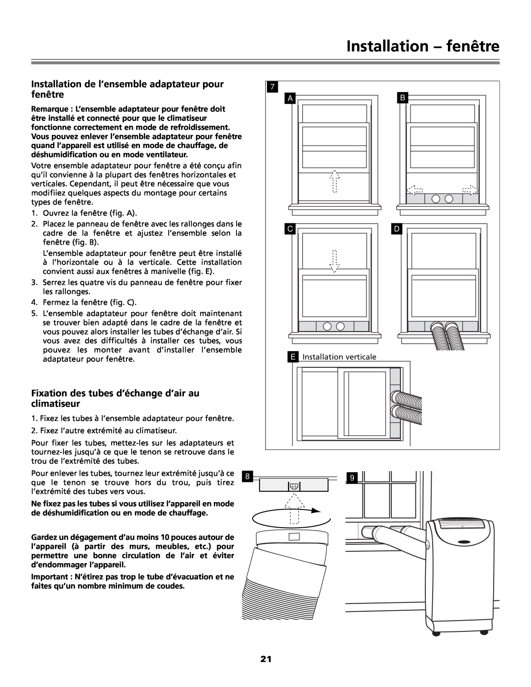 Fedders Portable Dehumidifier Installation - fenêtre, Installation de l’ensemble adaptateur pour, climatiseur 