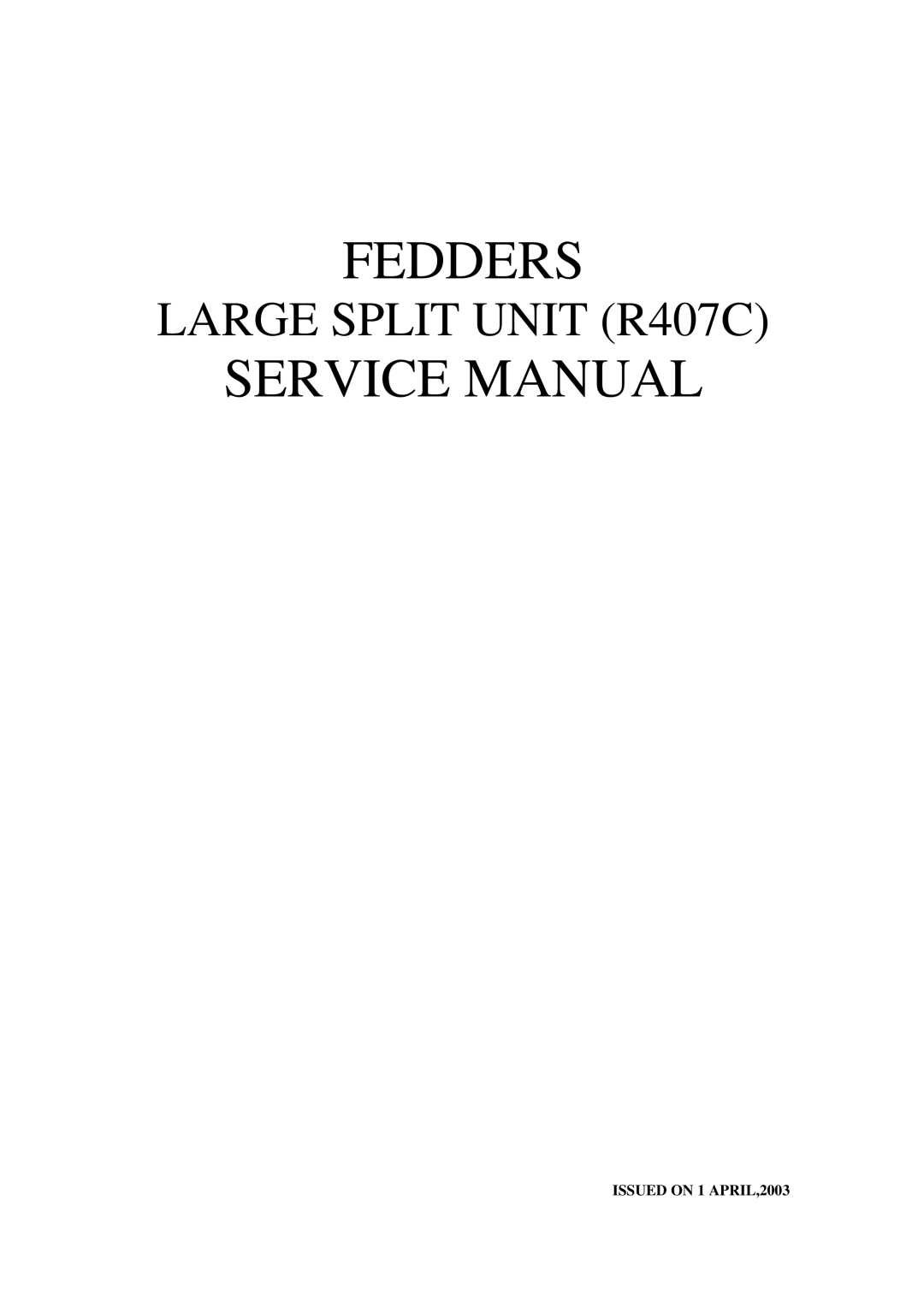 Fedders R407C service manual Fedders 