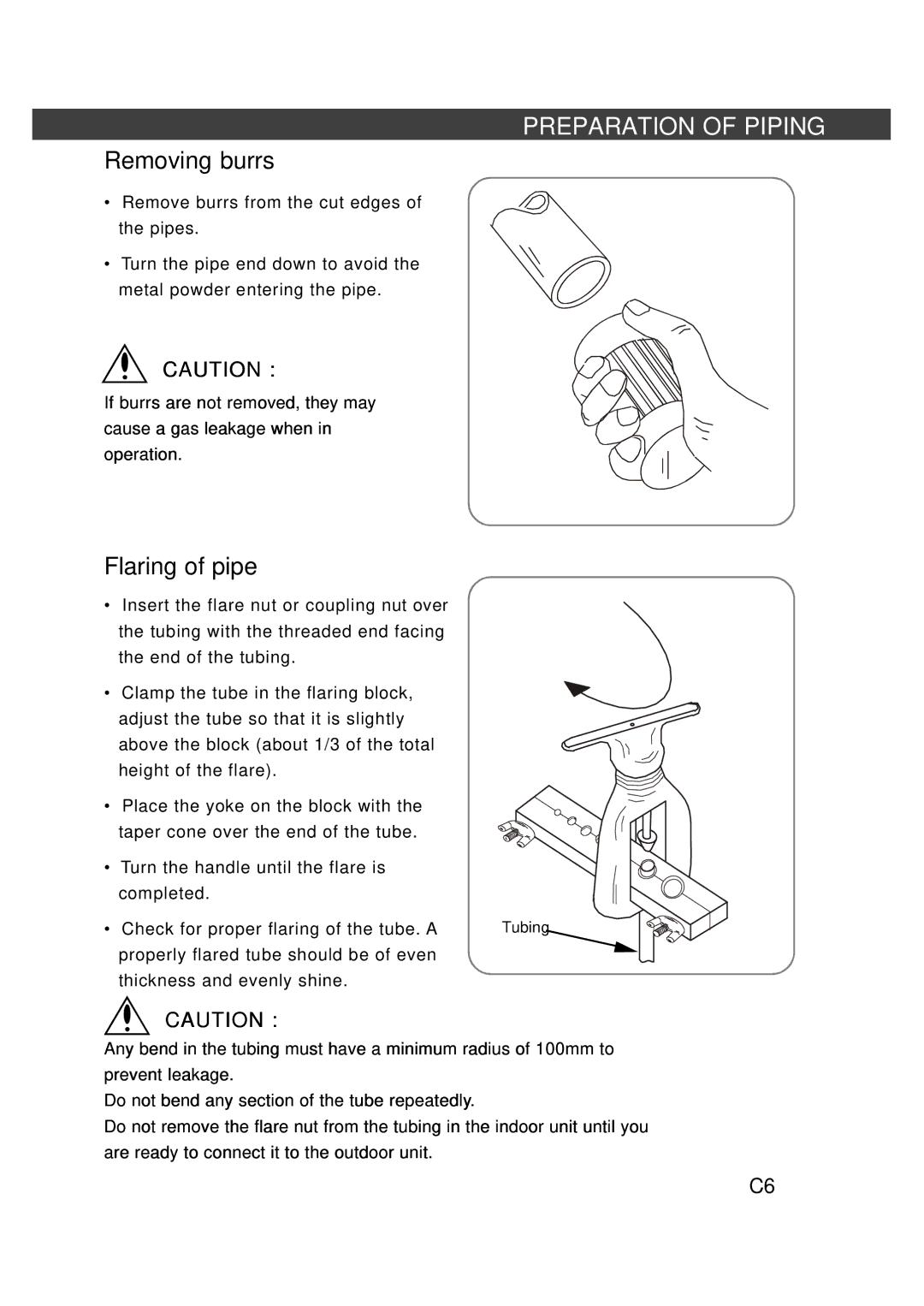 Fedders R407C service manual Removing burrs, Flaring of pipe 